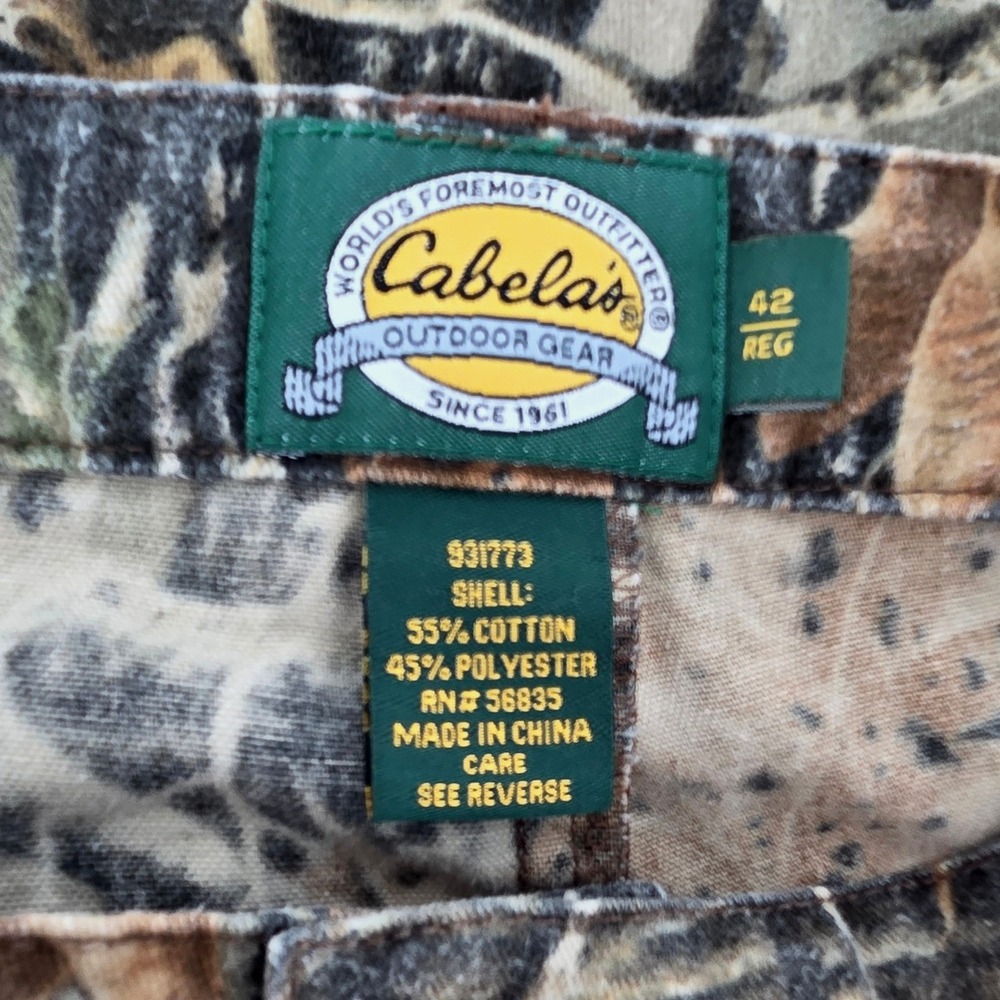 VTG- Cabelas Seclusion 3D Camo Pants Mens 42x32 Adjustable Cargo Hunting Y2K